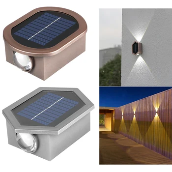 Улични слънчеви стенни лампи IP65 е водоустойчив, нагоре и надолу, за да се Изтъкнат вътрешен двор, стенни осветителни тела за градина, тераси, огради, украса на двора