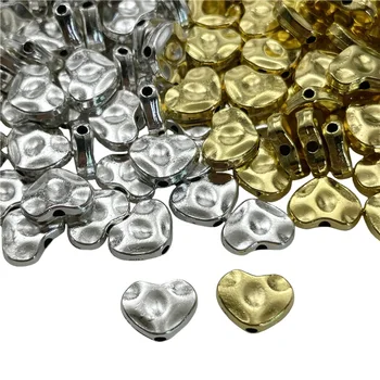 15 броя 9*12 мм перфорирани неравни мъниста-разделители във формата на сърце от тибетския сребро, гривна, колие, амулет, аксесоари 