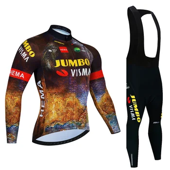 2023 Велосипедна Майк Jumbo Visma Комплект Летни Дрехи France Tour Мъжки Костюм С Дълъг Ръкав МТБ Bike Пътни Панталони с Пластрон Ropa Ciclismo
