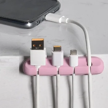 Кабелен органайзер Силиконова разгъната USB кабел Скоби за прецизно управление на работния плот на Притежателя на кабел за слушалки Мишката, Организатор за кабели
