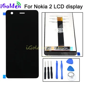 Черно 5,0-инчов 1280х720 LCD дисплей За Nokia с 2 LCD сензорен дисплей, стъклото на Дигитайзер възли за nokia 2, Безплатна Доставка + инструменти
