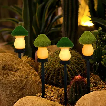 Лампа за тревата IP65 Водоустойчив, реалистичен вид гъби, led крушка с висока яркост 600 mah, градински двор, външен декор, Слънчев градински лампа