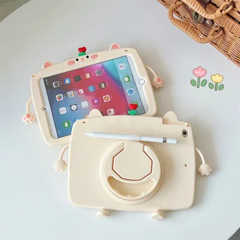 За Xiaomi 5 Mi Pad Mi pad 5 Pro калъф Защитната обвивка на Въртящата се поставка таблет Cartoony устойчив на удари безопасен за деца мек силиконов калъф