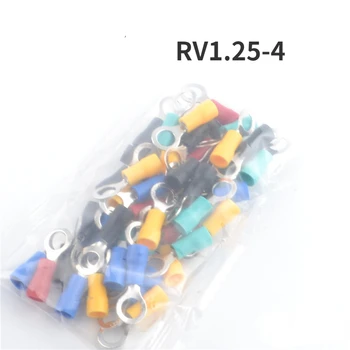 50шт RV1.25-4 Изолиран околовръстен конектор за кримпване на електрически проводници AWG 22-16
