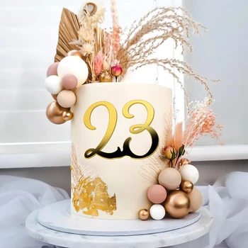 0-9 Номер Златен акрил topper за торта, акрилна поставяне на торти, годишнина от сватбата, рожден Ден, цифров флаг за торта, флаг за кифли