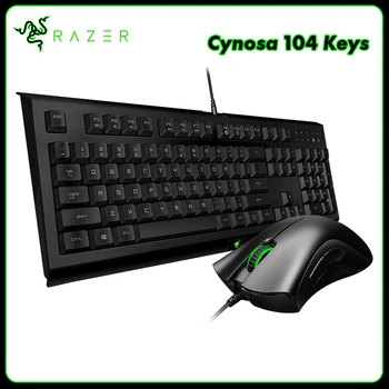 Razer Gaming Keyboard Mouse Combo Cynosa 104 Клавиша, Жичен Детска клавиатура DeathAdder Essential 6400DPI, ергономичен набор от мишки