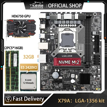 Дънна платка X79 LGA 1356 в комплект с GDDR5 GPU HD 6750 GPU E5 2420 V2 CPU 2 *16G = 32 GB DDR3 Ram На 1600 Mhz ECC REG X79A M. 2 Mobo