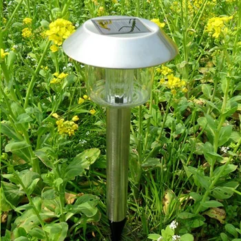 24 бр./лот, слънчевата светлина за косене на трева от неръждаема стомана за градината, декоративни уличен лампа за слънчева батерия SL-04GS