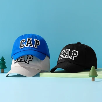 Однотонная детска бейзболна шапка с надпис за по-малките момчета и момичета, шапки от слънцето в стил хип-хоп, пролет-лято, детски заострени шапки